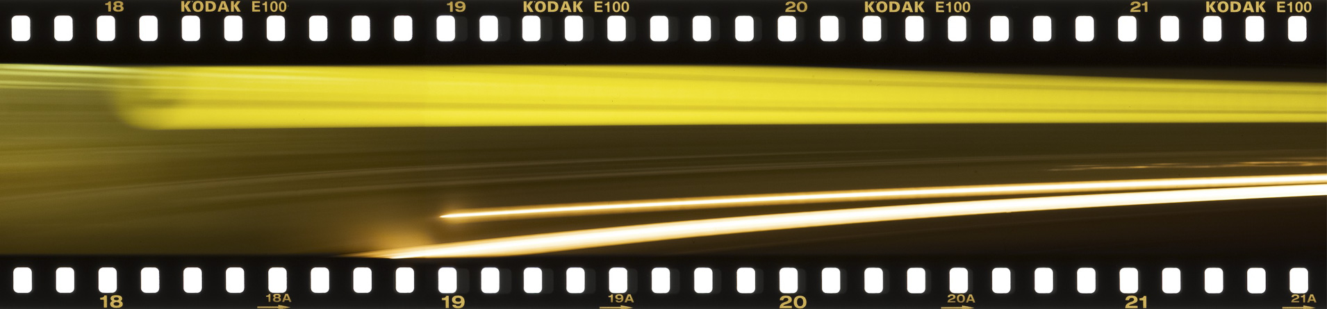 A film strip with light streaks